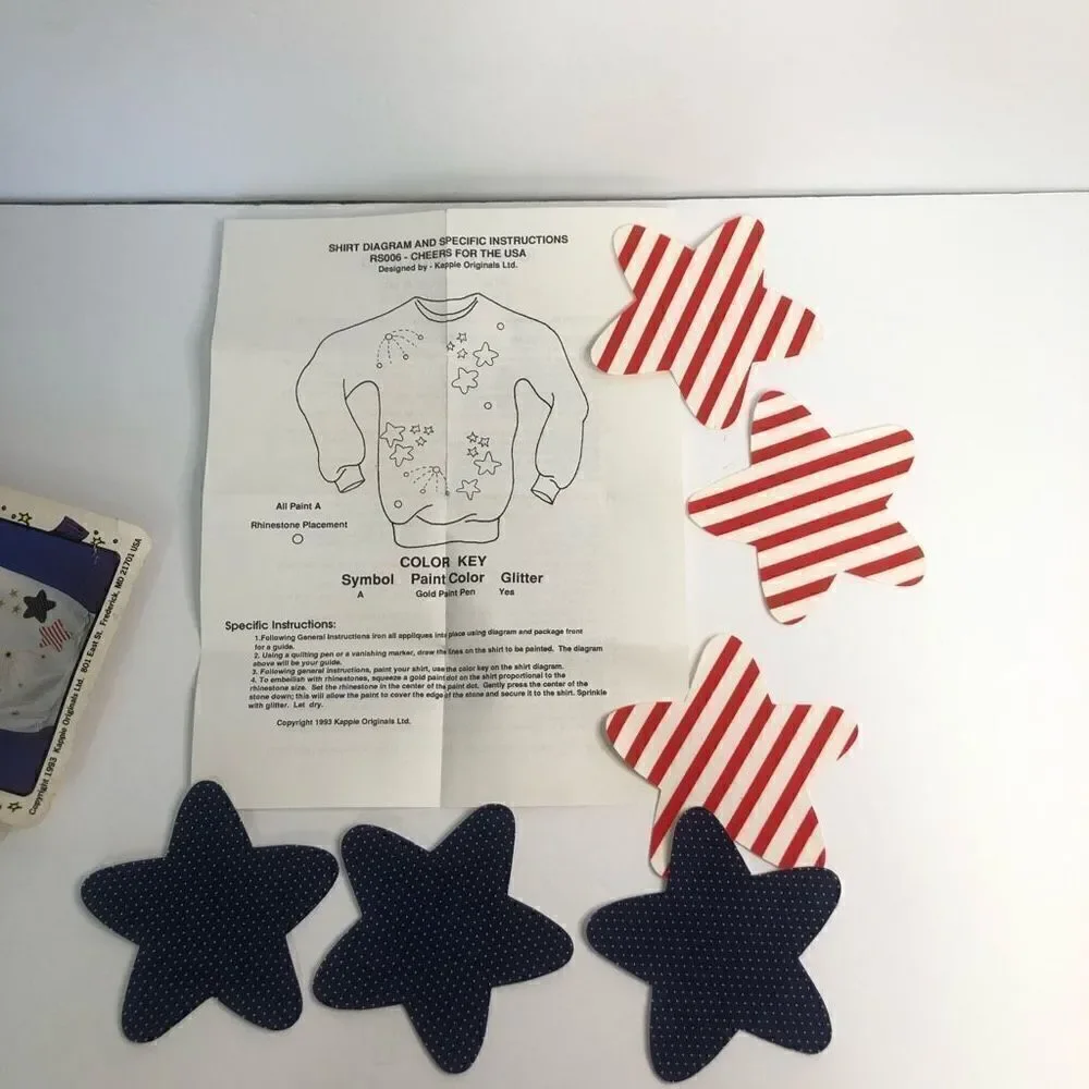1993 kappie originals red white and‎ blue stars gold stars with shirt diagram